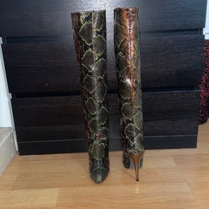 G.Zanotti snake skin over the knee boots